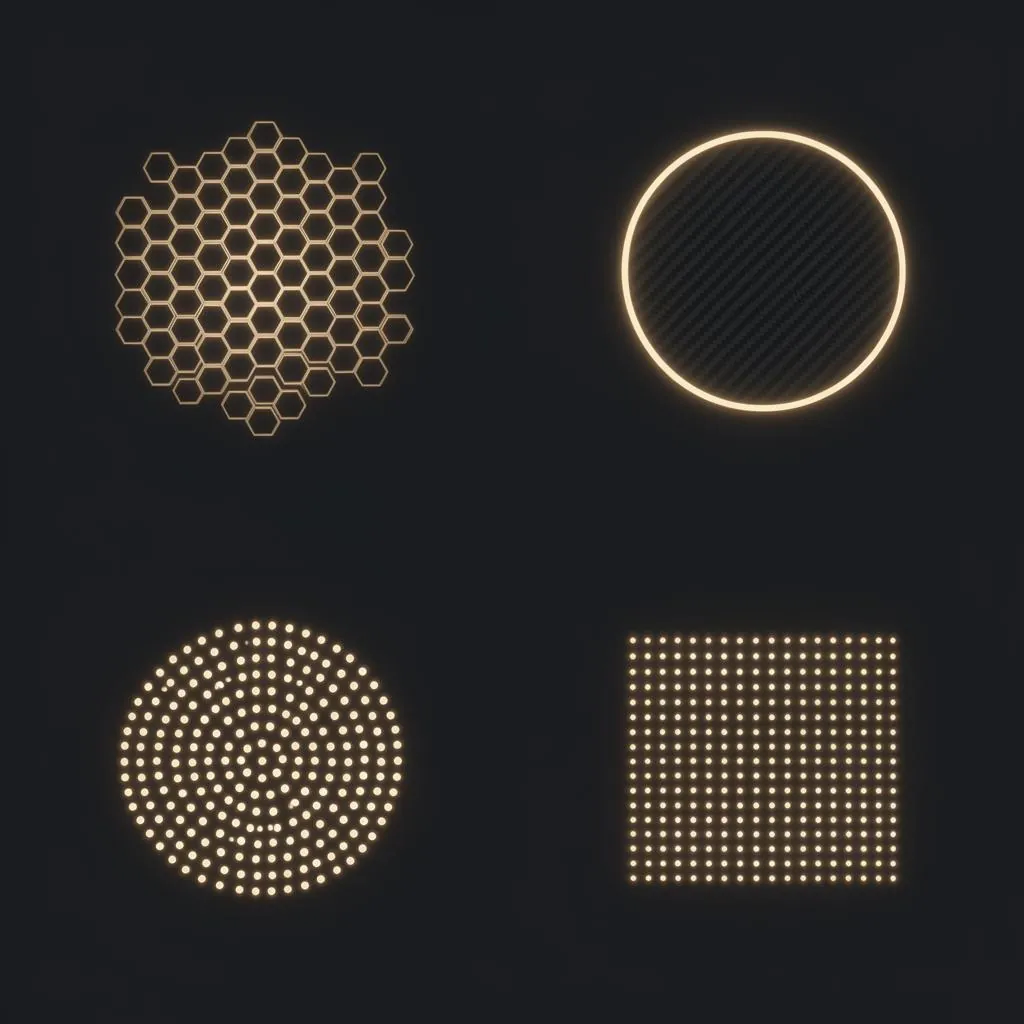 Wzory wiązki głowic laserowych: jednorodna plamka i rękojeści frakcyjne 1064/755/532 nm, Honeycomb, Red Grid, Golden Grid